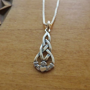 Solid 925 Handmade STERLING SILVER Irish Celtic Claddagh Love Charm Necklace or Earrings - Chain Optional