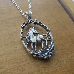 Solid 925 Sterling Silver Vintage Style Unicorn Pendant Necklace - Made in the USA- Chains are Optional