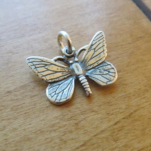 Sterling Silver 925 Solid Double sided Butterfly Charm Necklace or Earrings - Chains are Optional