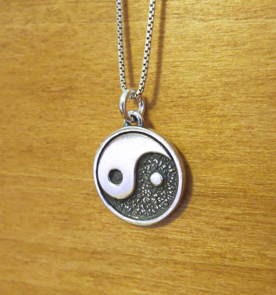 Sterling Silver Yin Yang Pendant Necklace Charm Chain | Etsy