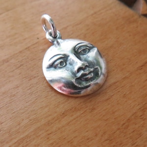 Solid 925 Sterling Silver Full Moon Goddess Pendant Charm Necklace and or Earrings - Handmade here in the USA - Chains are Optional