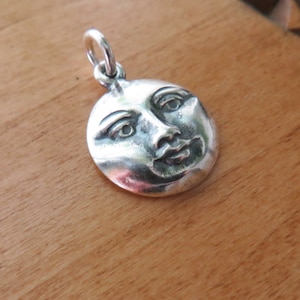 Solid 925 Sterling Silver Full Moon Goddess Pendant, Charm, Necklace or Earrings - Chains are Optional - Made in the USA