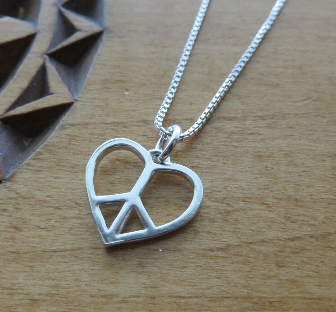 My Original Solid 925 Sterling Silver Love and Peace Charm Necklace or ...