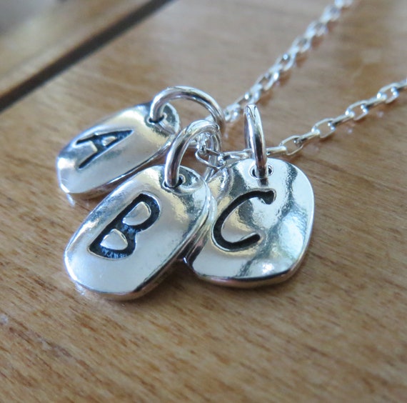 Sterling Silver Initial Charm, Personalized Letter Pendant, Handmade USA