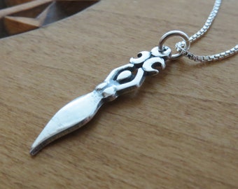 Solid 925 Sterling Silver Small Triple Moon Goddess Charm Necklace or Earrings - Handmade in the USA