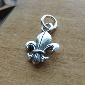 Solid 925 Sterling Silver FLEUR DE LYS, French Jewelry, Oxidized, Fleur de Lis Charm Necklace or Earrings, Chains Optional