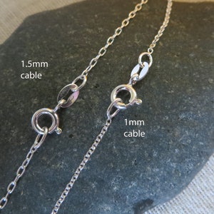 Solid 925 Sterling Silver 1mm and 1.5mm Pendant Charm Cable Link Chains