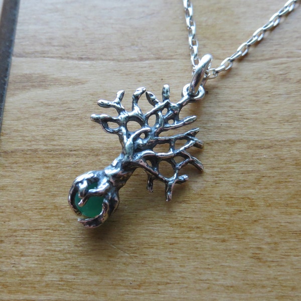 Solid 925 Sterling Silver Little Tree of Life with a Gemstone Pendant Necklace or Earrings - Chains are Optional