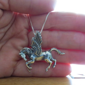 Beautiful Large Pegasus Horse Pendant in solid 925 sterling silver  - Handmade here in the USA - Chains are Optional