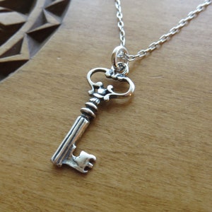 Solid 925 Sterling Silver Skeleton Victorian Double Sided Key Charm Necklace or Earrings - Handmade here in the USA - Chains are Optional
