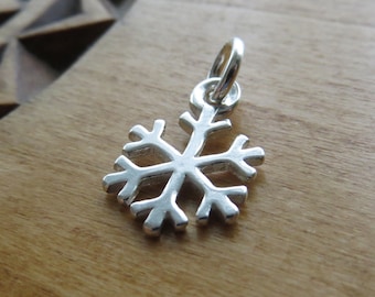 Solid 925 Sterling Silver Tiny Winter Snowflake Charm Necklace or Earrings - Handmade here in the USA -  Chains are Optional