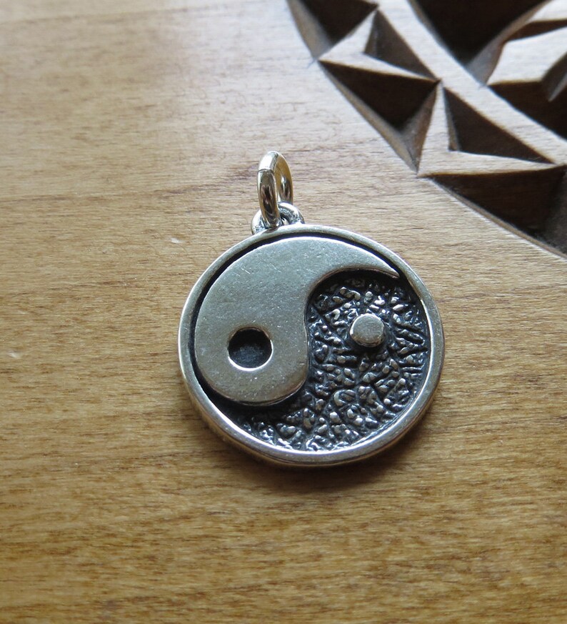 Sterling Silver Yin Yang Pendant Necklace Charm Chain Etsy