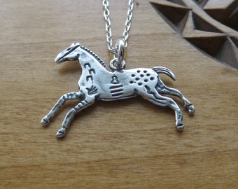 Solid 925 Sterling Silver Double Sided Horse Appaloosa-  Handmade here in the USA - Pendant Necklace and or Earrings - Chains are Optional