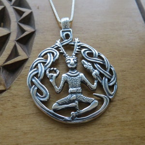 Solid 925 Sterling Silver Large Cernunnos Celtic Shaman Pendant Necklace - Handmade here in the USA -  Chain or Cord Optional