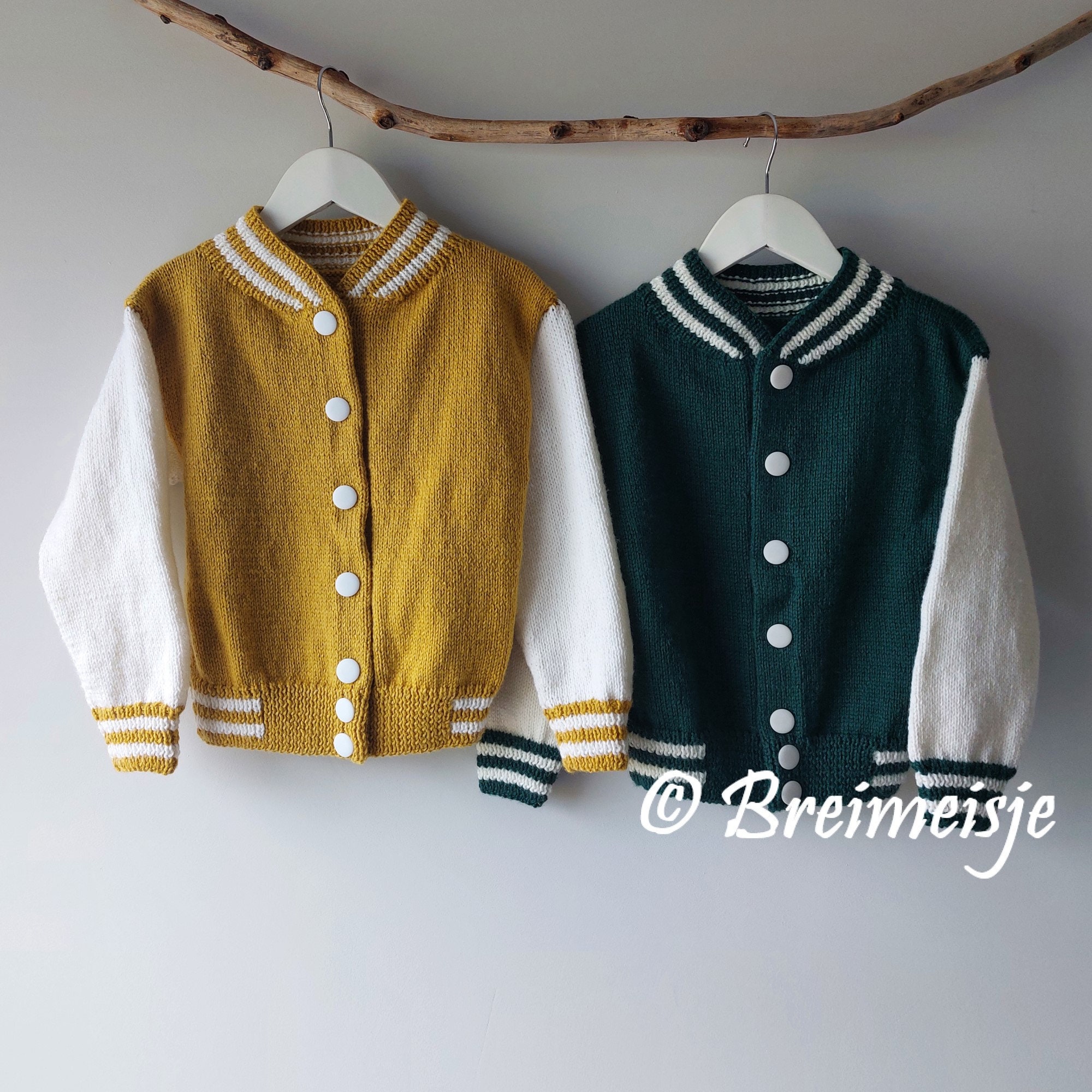 Letterman Jacket Knitting Pattern Kids 5 Sizes 2-12 Years | Back to ...