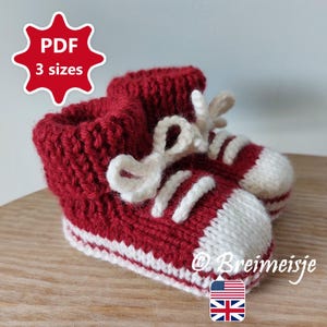 Baby Sneakers Knitting Pattern 3 sizes | For two straight needles | English Only | Row by row description with lots of photo’s and tips!