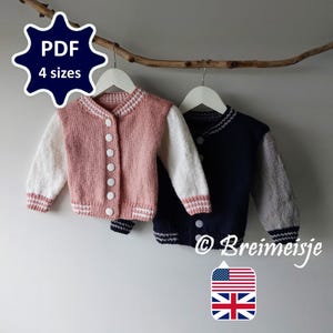 Knitting Pattern Letterman Jacket for the use of Aran Weight Yarn - 4 sizes (child 1-8 years) (Please Note: Also available in larger sizes)