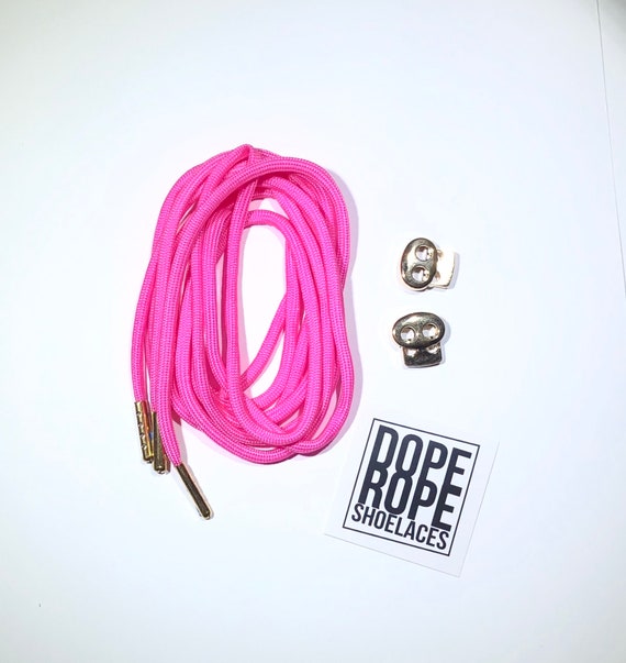 Neon Pink Round Shoelace with custom 