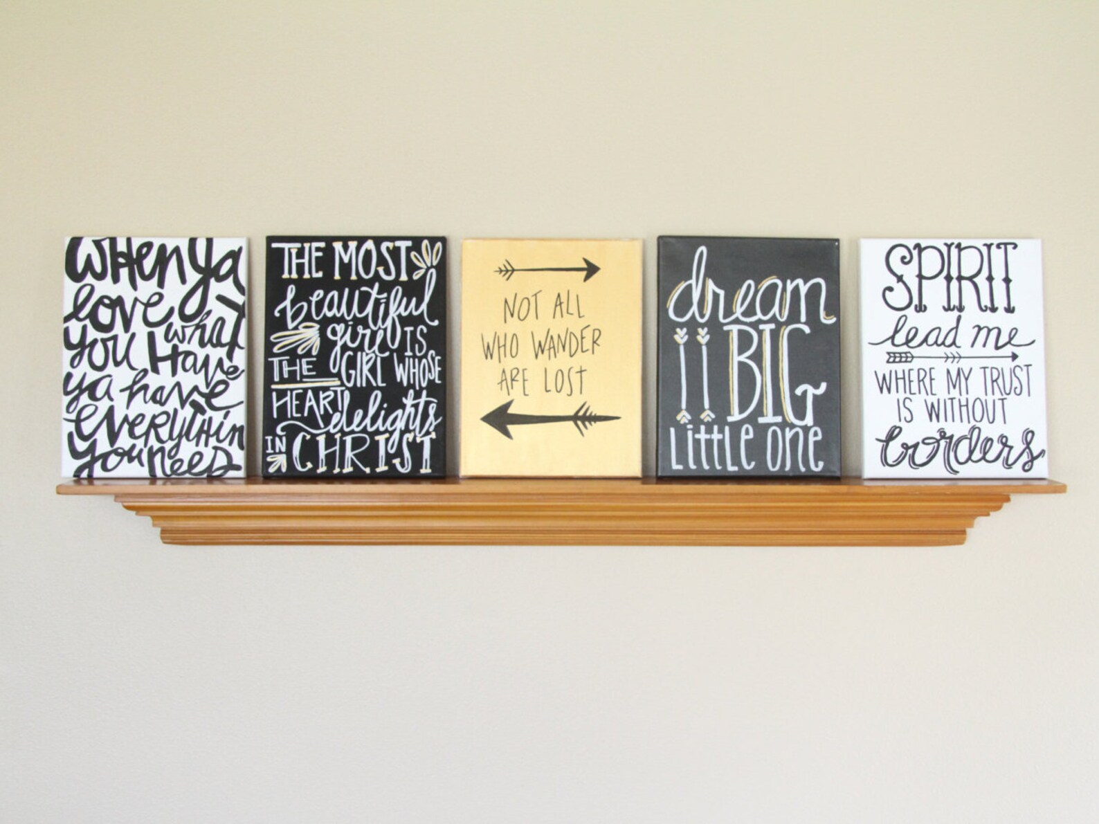 Canvas Painting Quotes Set Black Gold & White Handmade | Etsy