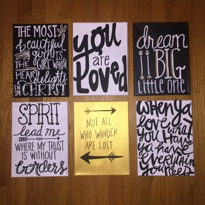 Canvas Painting Quotes Set Black Gold & White Handmade | Etsy