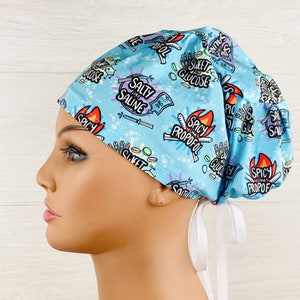 Scrub Hats for Women - Women&#39;s Tieback Hat - Scrub Caps - Salty Saline - Sweet Glucose - Anesthesia Scrub Cap - Anesthesia Scrub Hat