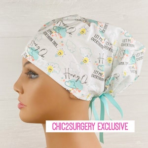 Scrub Hats for Women - Women's Tieback Hat - Scrub Caps - Over thinker - Anesthesia Scrub Cap - Anesthesia Scrub Hat