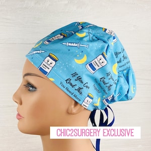 Scrub Hats for Women - Women's Tieback Hat - Scrub Caps - If You Can Read This, You Need More Propofol - Anesthesia Scrub Cap