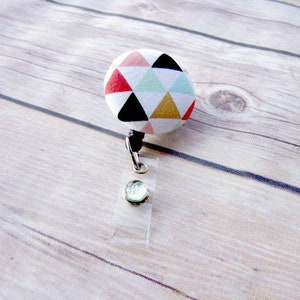 Badge Reel - Retractable Badge Reel - Fabric Covered Badge Reel - Badge Holder - Chic2Surgery - Glitter Triangles