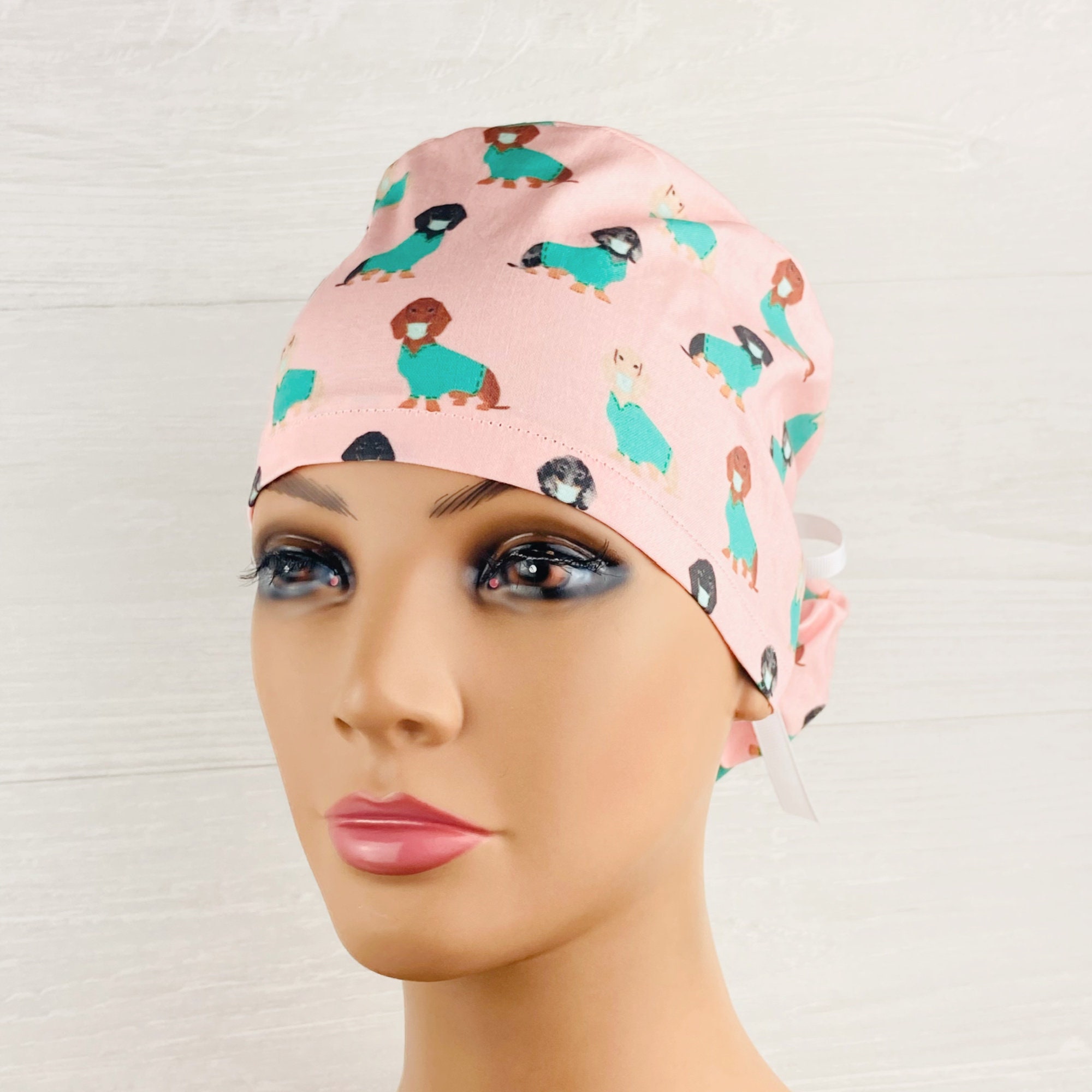 Womens Surgical Scrub Caps Ponytail Dachshund Scrub Cap Etsy