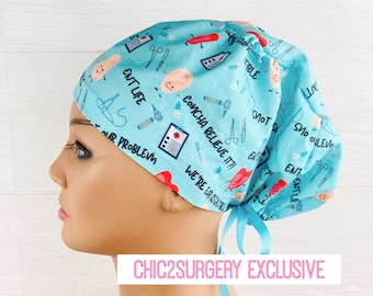 Scrub Hats for Women - Women's Tieback Hat - Scrub Caps - ENT Life - Scrub Cap with Satin Lining