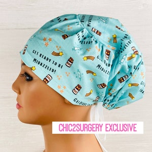 Scrub Hats for Women - Women&#39;s Tieback Hat - Scrub Caps - Get Ready to be Midazzled - Anesthesia Scrub Cap - Anesthesia Scrub Hat