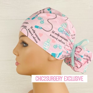 Womens Surgical Scrub Caps - Ponytail - Scrub Hat - If Only Sarcasm Burned Calories - Scrub Hat with Buttons - Scrub Cap with Satin Lining
