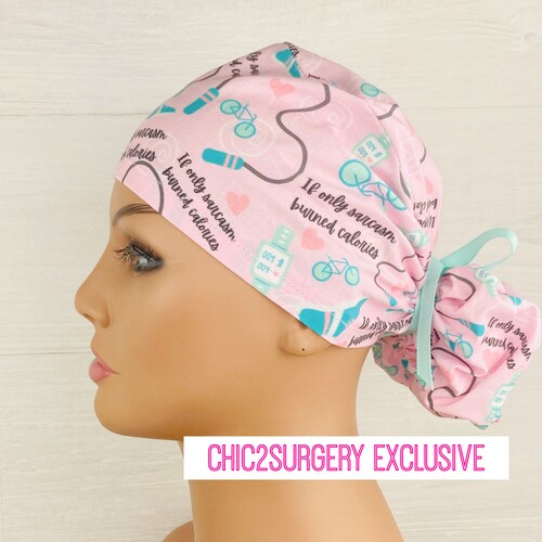 Busnos Nurse Scrub Cap With Ponytail Hole - Cute Surgical Hat For Women In Black