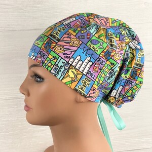 Scrub Hats for Women - Women's Tieback Hat - Scrub Caps - Keep Calm and Call Anesthesia