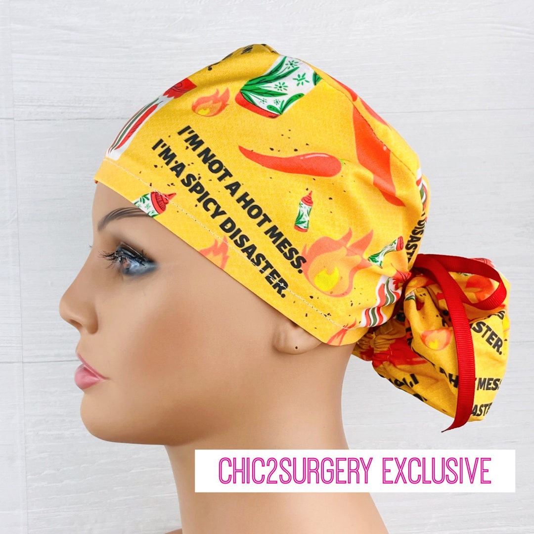 Womens Surgical Scrub Caps Ponytail Scrub Hat I'm Etsy
