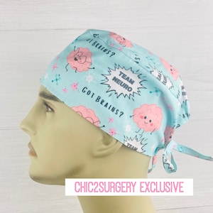Men&#39;s Scrub Hat - Men&#39;s Scrub Cap - Men&#39;s Tieback Hat - Got Brains - Neuro Scrub Cap