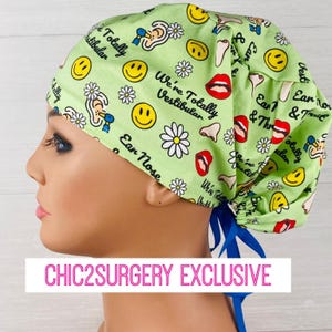 Scrub Hats for Women - Women's Tieback Hat - Scrub Caps - ENT - Scrub Cap with Satin Lining -  Totally Vestibular