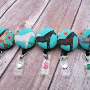 Badge Reel - Retractable Badge Reel - Fabric Covered Badge Reel - Badge Holder - Chic2Surgery - Garden Horses