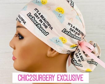 Ponytail Scrub Cap - No Fetus Can Defeat Us  - Scrub Cap with Satin Lining - OB scrub cap - Scrub Hat - Labor and Delivery Scrub Cap
