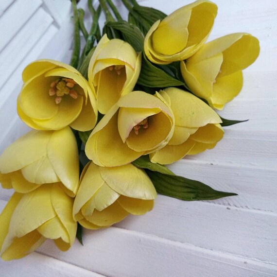 Tulipe Jaune Pour Intérieurs Bouquets Fleurs De Printemps Fleurs De Mariée Demoiselle Dhonneur Bouquet Floral Souvenir Maison Jardin Décoration