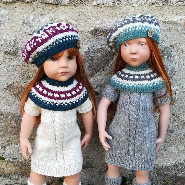 Winter Doll outfit for Junior ZWERGNASE 50 cm or Gotz dolls Knitted Handmade clothing Lilith Creation