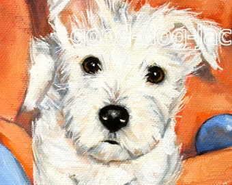Denise Randall West Highland Terrier ACEO WESTIE PRINT Painting Sunbathing Good Dog Jack