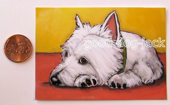 ACEO Print Westie Dog Miniature print West Highland Terrier #609