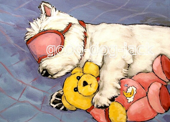 Denise Randall West Highland Terrier ACEO WESTIE PRINT Painting Sunbathing Good Dog Jack