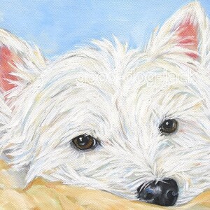 8x10 Matted Print - West Highland Terrier WESTIE Dog Art MATTED PRINT Painting "Pondering"- Denise Randall - Good Dog Jack