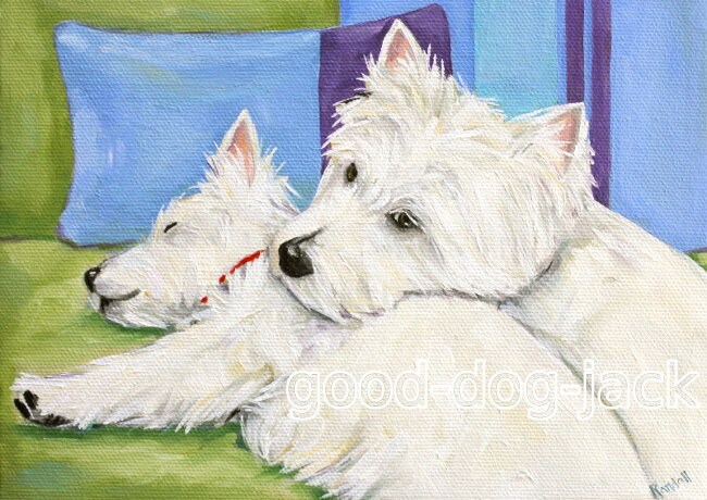 ACEO Print Westie Dog Miniature print West Highland Terrier #609