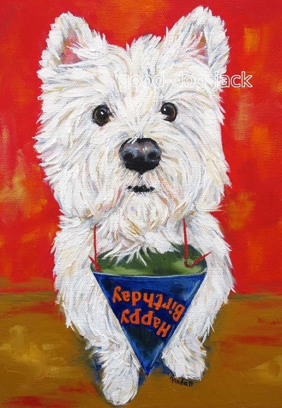 Denise Randall West Highland Terrier ACEO WESTIE PRINT Painting Sunbathing Good Dog Jack