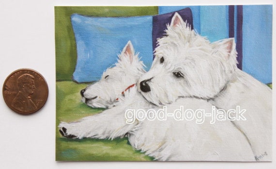 ACEO Print Westie Dog Miniature print West Highland Terrier #609
