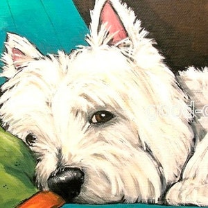 West Highland Terrier MATTED Dog Print 4x6 Custom Matted ACEO Print "A Quick Peek" Dog Art Randall Good Dog Jack