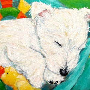 8x10 West Highland Terrier WESTIE Dog Art MATTED PRINT Painting "Dreaming"- Denise Randall - Good Dog Jack